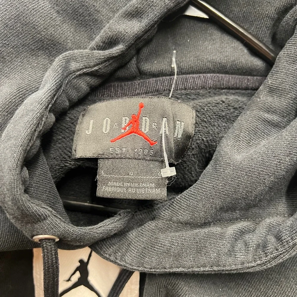 Jordan Flight Hoodie Mens Large Black Fleece Pullover Sweatshirt CV2244-010